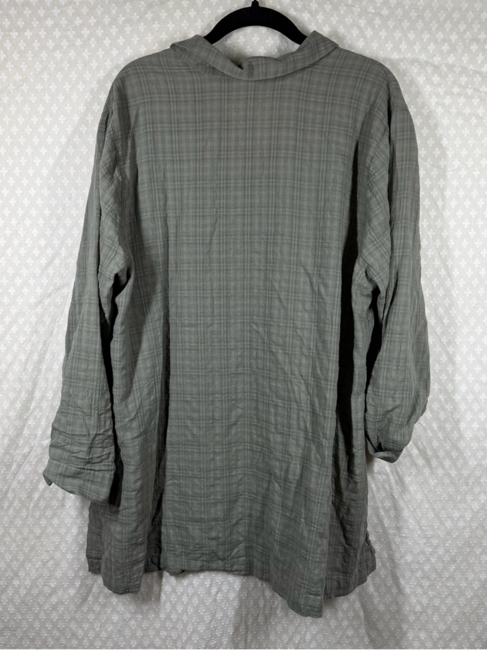 J. Jill Grey Green Button Down Long Sleeve‎ Tunic Top - Picture 4 of 6